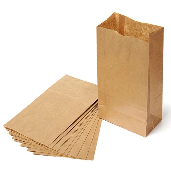 24*13*8cm bolsas de papel kraft finas de comida reciclable empaquetado de dulces para la fiesta de compras para hornear bolsas de comestibles secas ambientalmente amigables con el medio ambiente logotipo