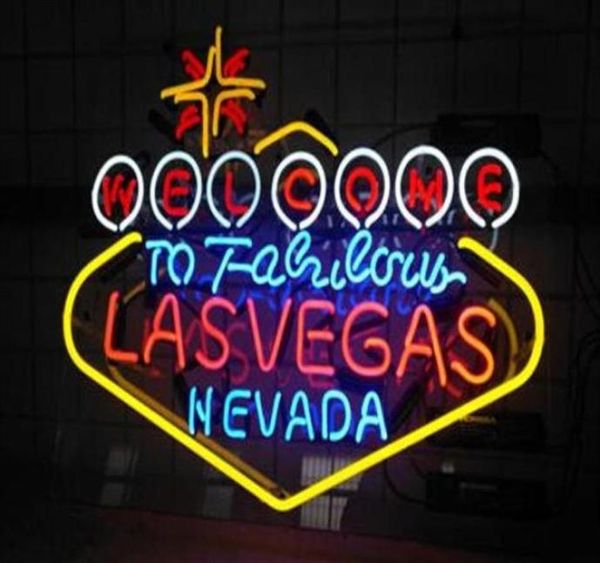 24 20 pulgadas Bienvenido a Las Vegas Nevada Lámpara Diy de vidrio de vidrio NEON Flex Luz de neón Decoración exterior RGB Voltaje 110V247760264