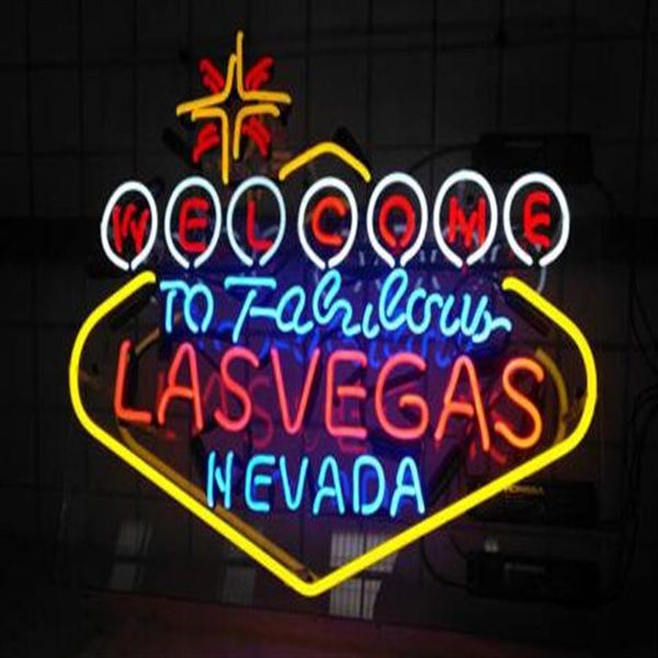 24 20 pouces Bienvenue à Las Vegas Nevada Lampe DIY Verre Neon Sign Flex Rope Neon Light Intérieur Extérieur Décoration RVB Tension 110V-24226W