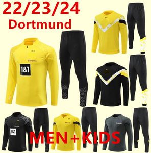 24 22 23 nouveaux survêtements zippés Jogging costume veste enfants et homme Borussia pantalons longs ensembles de Football Dortmund costume d'entraînement Football