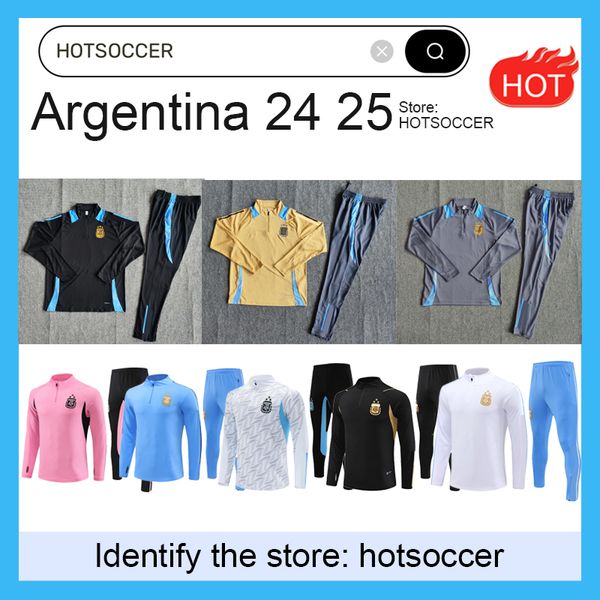 24 25 3 Star Argentina Tracksuit Soccer Jerseys 2024 2025 Veste Shirts Football Messis Di Maria Dybala De Paul Maradona Men Kid Training Suit Tracksuits Suisses Suit