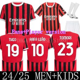Nuevo 24 25 Jerseys de fútbol Giroud de Ketelaere Rafa Leao AC 2024 2025 Milán Camisa de fútbol Men Kits Kit Pulisic Loftus-Cheek Theo Football Jersey Home S-4xl