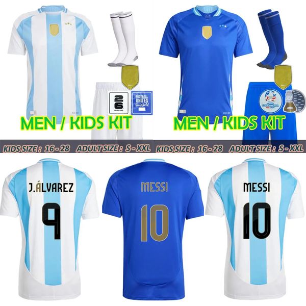 24 25 Argentine 3 Star Soccer Jerseys Home Away Fans commémoratifs 2026 Qualifiants Messis Dybala di Maria Martinez de Paul Maradona Camisetas Kids Kit Men America Cup