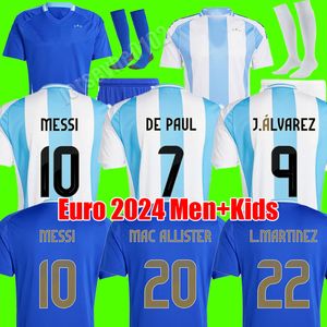 24 25 Argentinië Voetbalshirts Fans Spelerversie Messis Mac Allister Dybala di Maria Martinez de Paul Maradona Heren en Dames Voetbalshirt Kinderen Kinderen