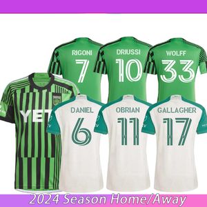 24 25 Austin FC Soccer Jerseys Accueil 2024 MLS Faez Rigoni Zardes Driussi PEREIRA GALLAGHER CASCANTE Chemises Uniformes de football pour hommes