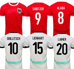 24-25 Autriche Home Soccer Jerseys Dhgate personnalisé Kingcaps Wear 3 Danso 6 Seiwald 8 Alaba 9 Sabitzer 10 Grillitsch 15 Lienhart 19 Baumgartner 20 Laimer Wear