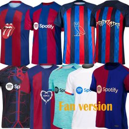 24 25 Barcelonas 125e anniversaire Jerseys 2023 24 Barca Rolling Stone Shirts de football spécial Rosalia Motomami Jersey 23/24 Lewandowski Pedri Gavi Joao Felix Shirt