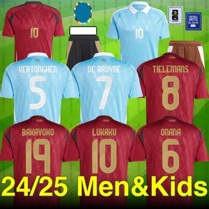 24 25 Camisetas de fútbol de Bélgica DE BRUYNE LUKAKU TROSSARD 2024 Eurocopa Camiseta de fútbol 2025 Hombres Niños Kit Conjunto Hogar lejos TIELEMANS BAKAYOKO