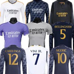 24 25 Bellingham Jersey de football à manches longues 2023 2024 MODRIC ALABA VINI JR Chemise RODRYGO VALVERDE KROOS TCHOUAMENI ARDA GULER Uniforme de football pour hommes 30