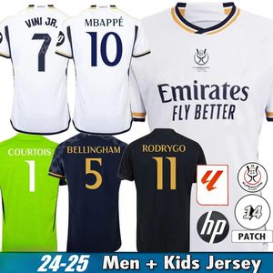 24/25 Bellingham Vini Jr Soccer Jerseys Mbappe Tchouameni 2024 2025 Kirt de football Real Madrids Camavinga Rodrygo Modric Camisetas Kids Kit Kit Uniforms Fans PL 650