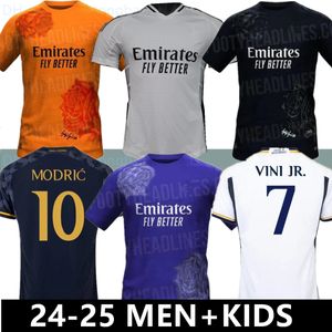 24 25 Bellingham Vini Jr Soccer Jerseys Mbappe Tchouameni 2023 2024 Kirt de football Real Madrids Camavinga Rodrygo Modric Camisetas Kid Kit Kit Uniforms Fans