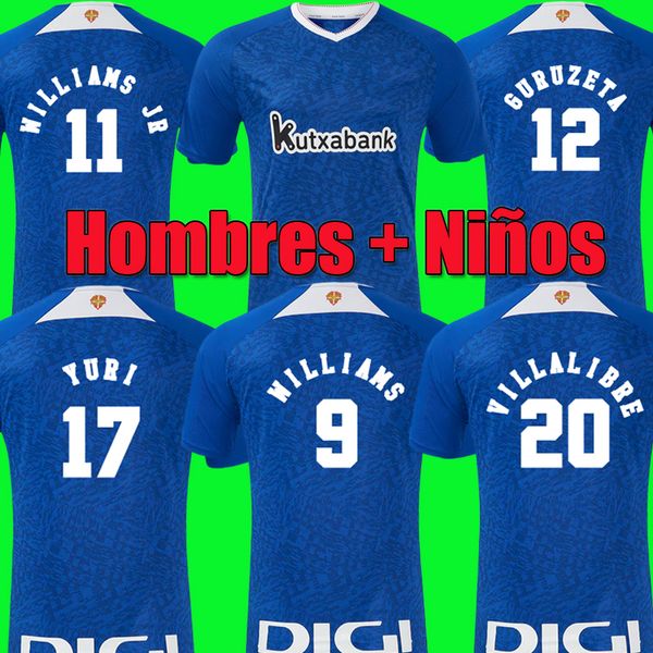 24 25 Bilbao Club Soccer Jerseys Athletic Kids Kit Kit Footbnall Shirt 2024 Home Away Red Blue blanc Kit complet Muniain Williams Raul Garcia Jersey