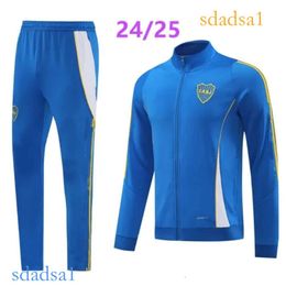 24 25 Boca Juniors Veste de survêtement adulte Long Zipper Men's Soccer Veste, Costume d'entraînement à manches longues, Maradona Tevez de Rossi Costume