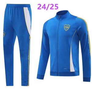 24 25 Boca Juniors Veste de survêtement adulte Long Zipper Men's Soccer Veste, Costume d'entraînement à manches longues, Maradona Tevez de Rossi Costume