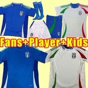 24 25 BONUCCI Home Soccer Jerseys 2024 2025 Italie Accueil Insigne Italia Verratti Chiellini Chiesa Barella Chemises de football Fans Player Version Adulte Hommes Enfants Kits