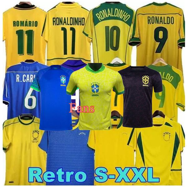 24 25 Brasil camisetas de fútbol 1998 Brasil Camisetas retro CASEMIRO VINI JR RICHARLISON PELE 2002 2004 Carlos Romario Ronaldinho camisa de futebol 1994 2006 RIVALDO