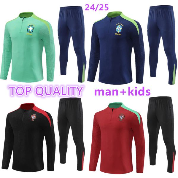 24 25 Brésil Adult Tracksuit Soccer Jersey G.Jesus Coutinho Brasil Camiseta de Futbol Richarlison 2024 2025 Brésils Portugal Football Maillot Kids Kit Suites de formation Kit