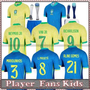 24/25 Brésil Soccer Jersey L.Paqueta Neymar Vini Jr.23 P.Coutinho Richarlison Football Shirt G.Jesus T.Silva Bruno G. Pele Casemiro Men Kids sets Jersey