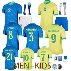 24/25 Brésil Soccer Jersey L.Paqueta Neymar Vini Jr.23 P.Coutinho Richarlison Football Shirt G.Jesus T.Silva Bruno G. Pele Casemiro Men Kids sets Jerseya