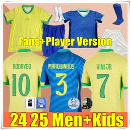 24 25 Brazils Soccer Jersey Brasil 2024 Copa America Cup Football Shirt Neymar Vini Jr Kids Kit Camiseta de Futbol Home Away Women Plus Size 4xl Rodrygo