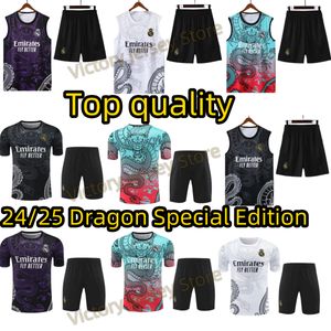 24 25 Dragon chinois Real Madrids Tracksuit Special Special Edition Short Entraînement à manches Vini Jr Bellingham 2024 2025 Men de football Camavinga Football Shirt