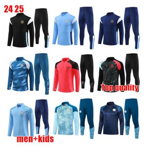 24 25 City Kids Man de Bruyne voetbaltrainingspakken Haaland Survetement Fottball Training Pak Veste Maillot de Foot Olympique Tracksuit Jogging Men Kids Kit Uniformen