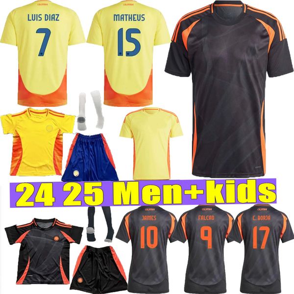 24/25 Colombie James Columbia National Team Football 2024 2025 Kirt Home Away Set Camisetas D.Valoyes Arango C. Chucho Cuadrado Man Kid Kit Soccer Jerseys