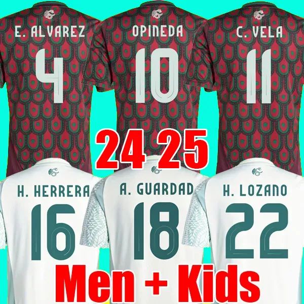 24 25 Copa 2024 Maillots de football mexicains 1985 Kit rétro Maillot de football Chemises de football rouges et blanches CHICHARITO LOZANO Hommes et enfants ensembles uniformes