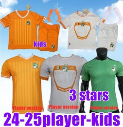 24 25 Cote D Ivoire fans 3 sterren drie Voetbalshirt Speler Nationaal Team Thuis Uit Ivoorkust DROGBA KESSIE Maillots De Voetbal Heren Uniformen Afrikaanse Cup kinderset