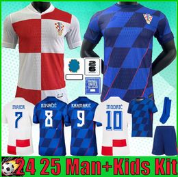 24 25 Croatie Soccer Jersey 2024 Euro National Team Modric Majer Football Shirt 2025 Home Away Men Kids Kit Kit Set Uniforme Kovacic Pasalic Fans Player Player Version