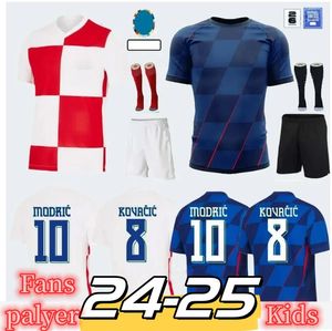 24 25 Kroatisch voetbalshirt 2024 European Cup Player Jersey Modric Brekalo Persic Fan Home and Away Brozovic Kramaric Rebic Livakovic National Team Kids Jersey