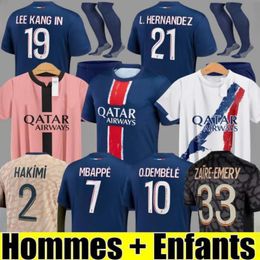 24 25 Dembele Barcola voetbalshirts Maillot Foot Kit Mbappe 2024 2025 Hakimi Zaïre-Emy Muani Ramos vierde Men Kids Enfants Set PSges voetbal shirts marquinhos marquinhos marquinhos