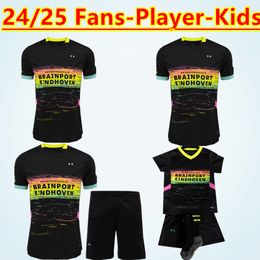 24 25 Eindhoven weg voetballen Jerseys Kids Men Kits 2024 2025 Hazard Fabio Silva Fans Player versie voetbal Shirts Kids Set Top volwassen kits Xavi 10