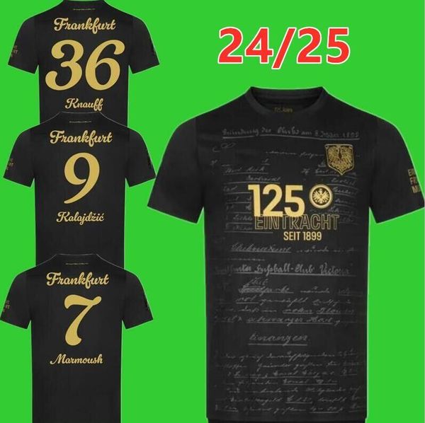 24 25 Eintracht Frankfurt Kit anniversaire 125 ans DFB POKAL FINAL Kit Maillots de football 2024 2025 RODE ACHE Maillot de football Uniforme 125ème or noir 999