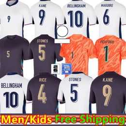 24 25 Camisa de fútbol de jersey de fútbol de Inglaterra Pickford Bellingham Rashford Kane 2024 Euro Cup National Team Hogar White Away Kids Free Shipping Goal Keper GK Player