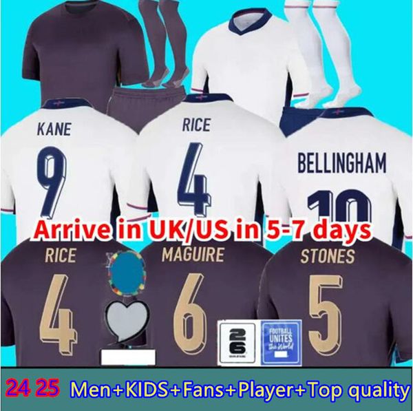 24 25 Inglaterra Jerseys de fútbol de Bellingham 150 años 2024 Equipo nacional Toone Fútbol Camisa White Kane Sterling Sancho Women Kids Kit