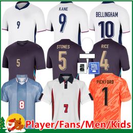 24 25 Camisa de fútbol de Inglaterra Bellingham Rashford Kane 2024 Euro Cup 2025 Soccer Jersey Equipo nacional Home White White Away Kit Kit Women Saka Rice Foden S-4XL