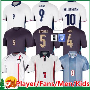 24 25 Maillot de football d'Angleterre Bellingham Rashford Kane 2024 Coupe d'Europe 2025 Jersey de football Équipe nationale Accueil Blanc Extérieur Hommes Kid Kit Femmes SAKA RICE FODEN S-4XL