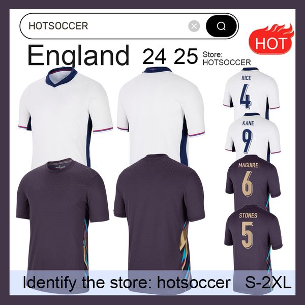 24 25 Inglaterra Camiseta de fútbol BELLINGHAM RASHFORD KANE 2024 Eurocopa 2025 Jersey de fútbol Equipo nacional Hogar Blanco Visitante Púrpura Hombres SAKA ARROZ FODEN S-4XL Hotsoccer