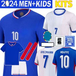 24 25 EUR0 Coupe French Jersey Mbappe Thuram Dembele Coman Saliba Kante Maillot de Maillots Griezmann Kids Full Sport Sport With Socks Football Shirt Taille 16-28