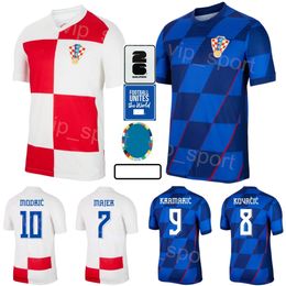 24 25 Euro Cup Kroatië Soccer Jersey National Team 7 Majer 9 Kramaric 13 Vlasic 17 Petkovic 4 Gvardiol 22 Juranovic 10 Modric 8 Kovacic voetbalshirtpakketten Heren