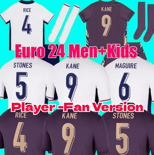 24 25 Euro Copa Inglaterra Jersey Bellingham Home Away 23 Jerseys de fútbol Rice Saka Foden Rashford Sterling Stones Grealish Kane Men Kids Fan