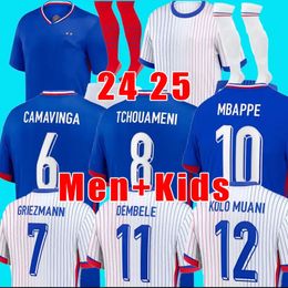 24 25 Euro Cup French Mbappe Soccer Jerseys 2024 Dembele Coman Saliba Kante Maillot de Foot Squipe Maillots Griezmann Men Player Football Shirts Kids Kits