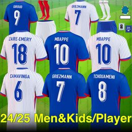 24 25 Euro Cup Franse voetbaltruien Dembele Coman Saliba Kante Griezmann Kids Kit Men Player voetbalshirt Chinees