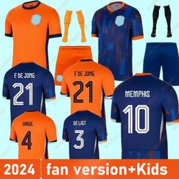 24 25 Euro Cup Pays-Bas Memphis Coupe d'Europe 23 24 Holland Club Jersey Jong Virgil Dumfries Bergvijn 2024 Klaassen aveugle de Ligt Men Kids Kit Kit Football Shirt