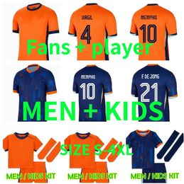 24 25 Eurocopa Países Bajos MEMPHIS Soccer Jersey Copa de Europa Holland Club JONG VIRGIL BERGVIJN 2024 KLAASSEN BLIND DE LIGT Hombres Niños Kit Camiseta de fútbol Versión del jugador