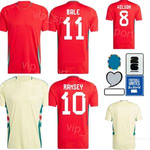 24 25 Euro Cup Soccer Wales Jerseys National Team 9 Johnson 20 James 11 Bale Ramsey Davies Ampadu Wilson Williams Hennessey Gunter Morrell Football Shirt Mens