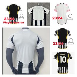 24 25 fanáticos jugadores camisetas de fútbol en casa Milik di Maria Vlahovic Kean Pogba Chiesa McKennie Locatelli Camisa de fútbol 2023 2024 Kits Hombres y niños Unifor Juventus