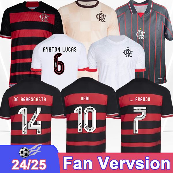 24 25 Jerseys de football Flamengo Mens Gabi Pedro Allan Gerson Home Away Limited Edition Training Wear Football Shirts Courtes à manches courtes