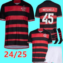 24/25 Flamengo camisetas de fútbol 2024 2025 camisetas de fútbol hombres conjuntos niños kit mujeres camisa de futebol manga larga PEDRO DIEGO GERSON GABI LORRAN PULGAR versión del jugador 999